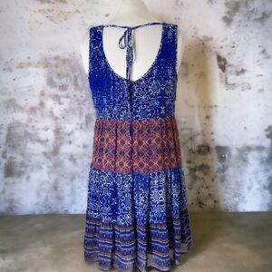 Speechless MD Blue Boho Aztec Back-Tie Dress